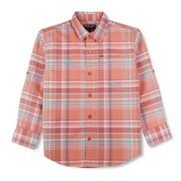 Gini and Jony Boys Tartan Checks Roll-Up Sleeves Cotton Casual Shirt-image-41