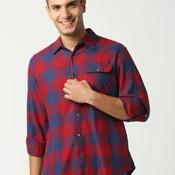 USMC Relaxed Checked Cotton Casual Shirt-image-93