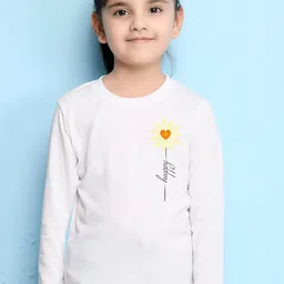 NUSYL Girls White V-Neck Raw Edge T-shirt-image-50