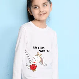 NUSYL Girls White Colourblocked Applique T-shirt-image-25