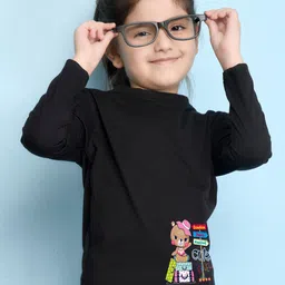NUSYL Girls Black Graphic Printed High Neck T-shirt-image-11