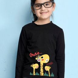 NUSYL Girls Black Printed T-shirt-image-54