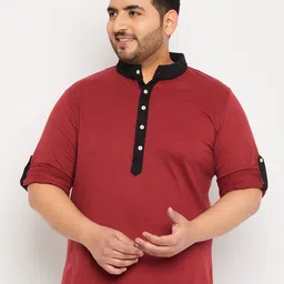 bigbanana Plus Size Band Collar Long Sleeves Bio Finish Pure Cotton T-shirt-10