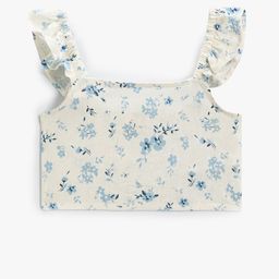 Koton Girls Floral Printed Cotton Shoulder Straps Neck Sleeveless Casual Crop Top-picture-25
