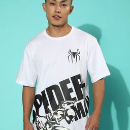 VEIRDO White Spider-Man Printed Oversize Cotton T-shirt-image-34