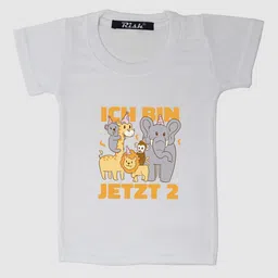 RISH Kids White & Mustard Yellow Printed Round Neck Polyester T-shirt-image-79