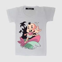 RISH Kids White & Black Surfing Baby Printed Oversized  T-shirt-20