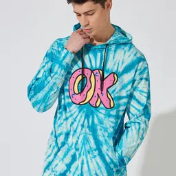 Maniac Men Tie & Dye Cotton Drop-Shoulder Hooded T-shirt-image-24