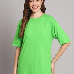 Funday Fashion Round Neck Organic Cotton Oversized T-shirt-4