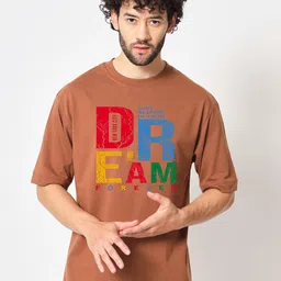 Imsa Moda Typography Printed Drop Shoulder Sleeves Cotton Loose T-shirt-image-74