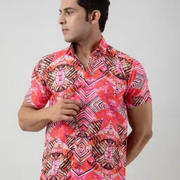 Firangi Yarn Men Pink Printed Casual Shirt-image-67