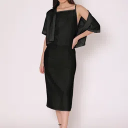 DressBerry Women Black Solid Dress With Shirt-image-44