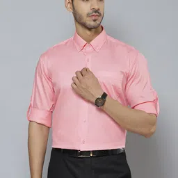 DENNISON Men Peach-Coloured Smart Slim Fit Water Repellent Shirt-image-74