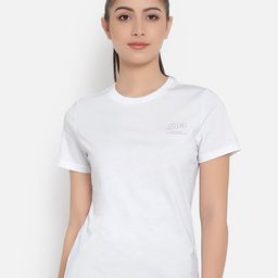 Anta Women White Typography Printed Cotton T-shirt-image-102