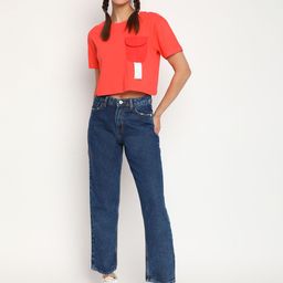 Belliskey Women Orange & White T-shirt-image-93