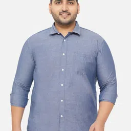 John Pride Plus Size Men Blue Standard Casual Shirt-63