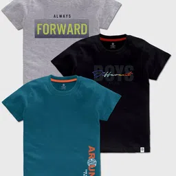 CODEZ Boys Pack OF 3 Typography Printed Cotton T-shirt-50