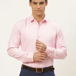 SOJANYA Men Pink Classic Regular Fit Self-Design Formal Shirt-image-9