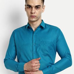 KRAASA Classic Fit Spread Collar Pure Cotton Formal Shirt-image-53