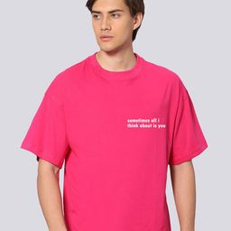 Besick Men Typography Printed Drop Shoulder Sleeves Oversized T-shirt-image-47