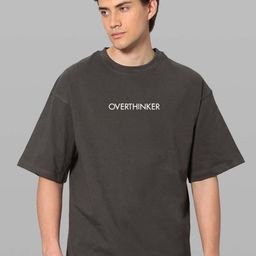 Besick Men Typography Printed Drop Shoulder Sleeves Oversized T-shirt-picture-32