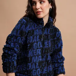 Tokyo Talkies Black Typography Self Design Front-Open Sweatshirt-image-66