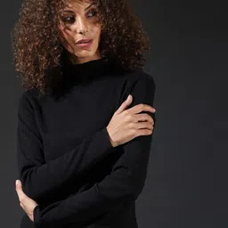 Campus Sutra Women Black Cotton Sweatshirt-picture-6