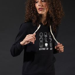 Campus Sutra Women Black Printed Hooded Sweatshirt-image-81