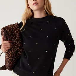 Marks & Spencer Women Embellished Round Neck Cotton Sweatshirt-image-94