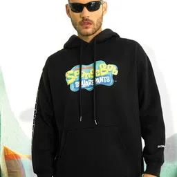 Bonkers Corner Black SpongeBob Printed Hooded Cotton Sweatshirt-picture-41