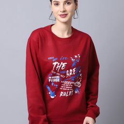 Obaan Women Red Printed Sweatshirt-image-31
