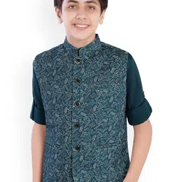 CAVIO Boys Printed Mandarin Collar Nehru Jacket-23