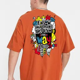 Imsa Moda Typography Printed Drop-Shoulder Sleeves Cotton Oversized T-Shirt-image-15