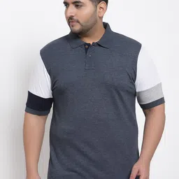 Kalt Men Grey & White Polo Collar Regular Fit T-shirt-picture-8
