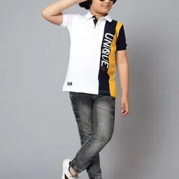 Cantabil Boys Colourblocked Polo Collar T-shirt-image-63