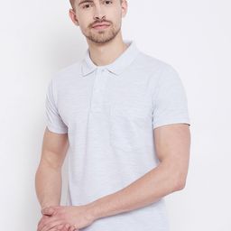 Camey Men Off White Polo Collar Cotton T-shirt-image-67