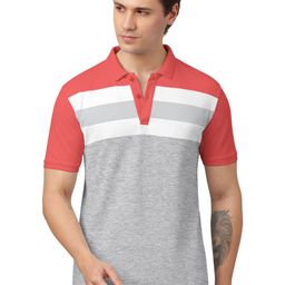 BULLMER Striped Polo Collar Cotton T-shirt-image-0