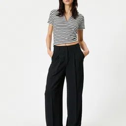 Koton Striped Polo Collar Short Sleeves Crop T-shirt-image-68