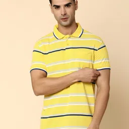 V-Mart Striped Polo Collar short Sleeves Regular T-shirt-image-48