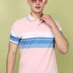 V-Mart Striped Polo Collar Short Sleeves T-shirt-image-89