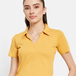 METTLE Polo Collar Short Sleeves Crop Cotton T-shirt-image-15