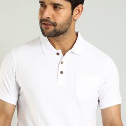 Indian Terrain Men Self Designed Polo Collar Pocket T-shirt-picture-4