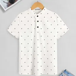 BAESD Boys Geometric Printed Polo Collar Cotton T-shirt-image-77