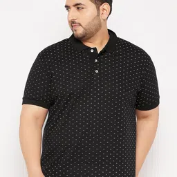 THE MILLION CLUB Plus Size Polka Dot Printed Polo Collar Cotton Casual T-shirt-image-66