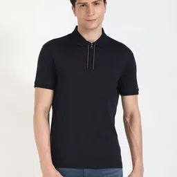 Tommy Hilfiger Men Solid Polo Collar Cotton T-shirt-image-4