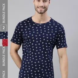 Joven Pack of 2 Printed Pure Cotton Round Neck T-Shirts-image-57