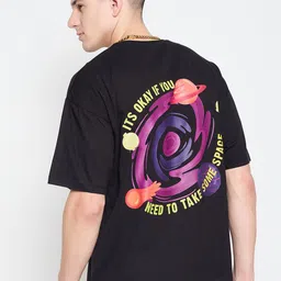 Mast & Harbour Men Graphic Printed Round Neck Pure Cotton Relaxed Fit T-shirt-picture-1