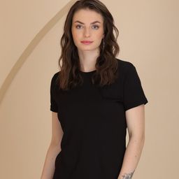 TITTLI Round Neck Pure Cotton Casual T-shirt-image-42
