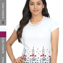 IndiWeaves Pack Of 2 Printed Pure Cotton T-shirts-image-35