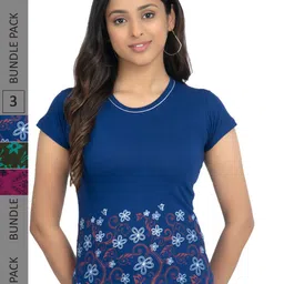 IndiWeaves Pack Of 3 Printed Pure Cotton T-shirts-image-89